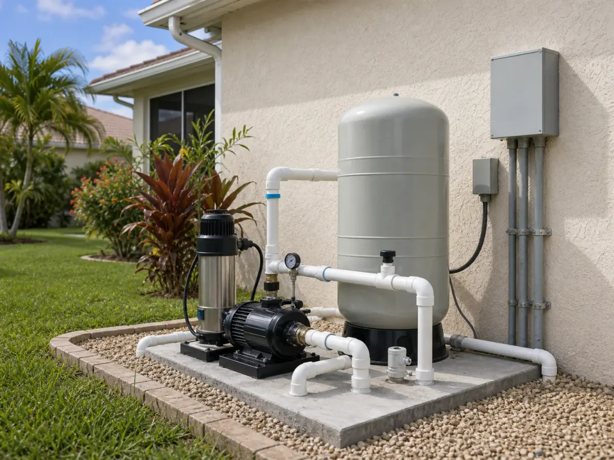 Residential well pump and pressure tank system for no-water help